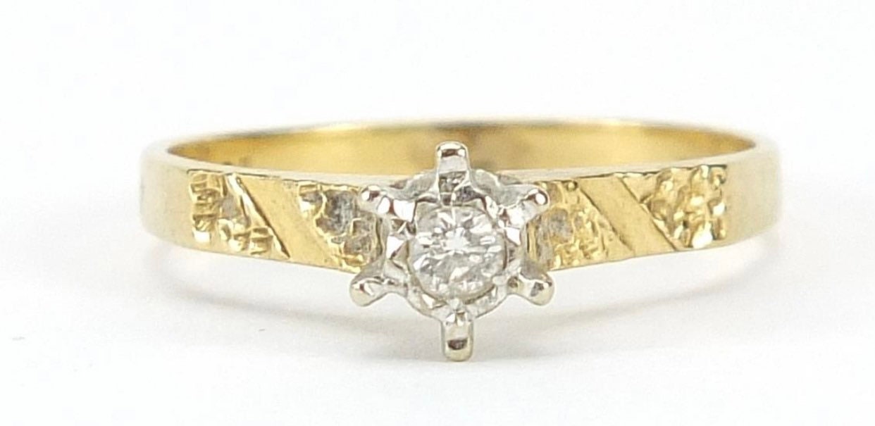 Vintage 0.10ct Round Diamond Solitaire 18ct Gold Ring, Engagement Ring, Size UK Q 1/2, 8 1/2