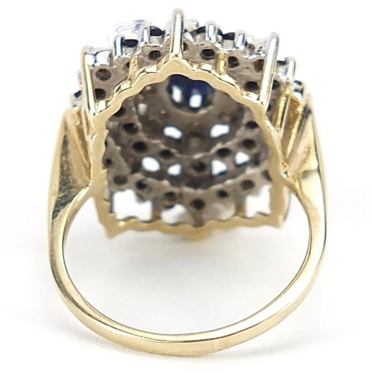 Vintage 2ct Sapphire and Diamond 9ct Gold Ring, Size UK N 1/2-O, US 7