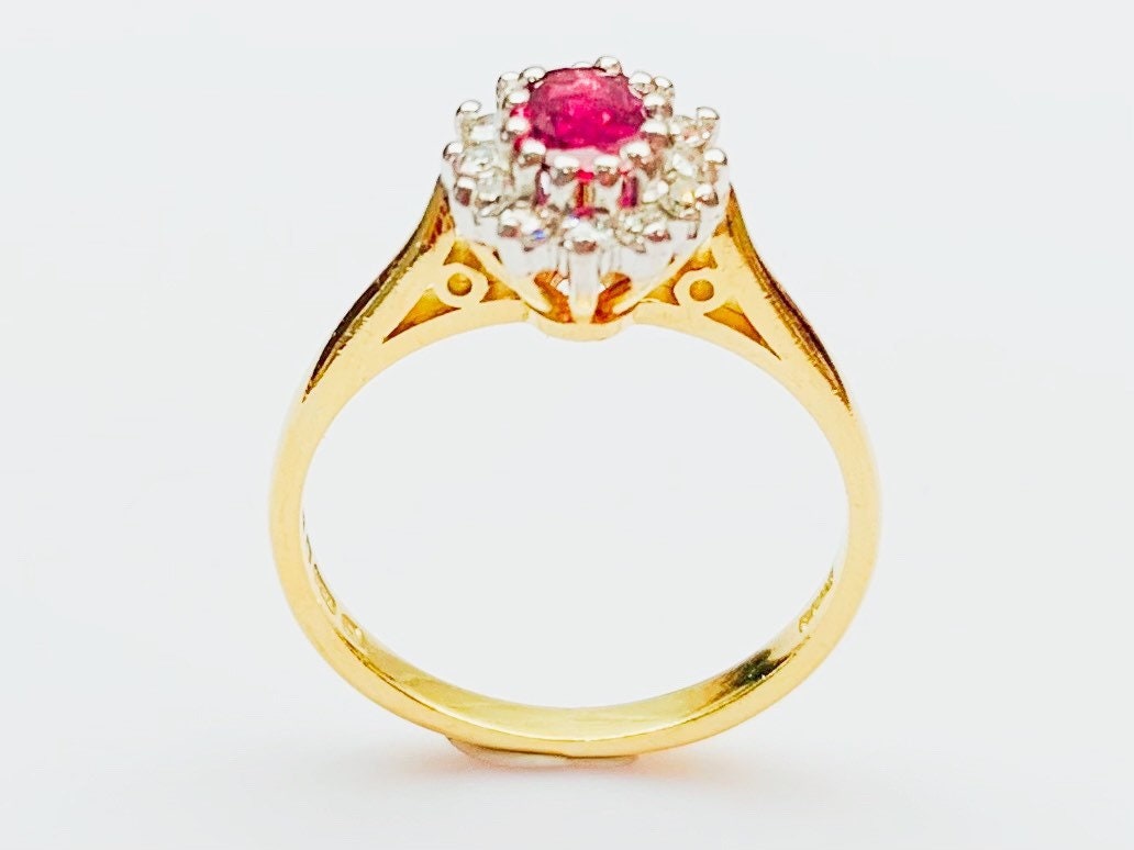SALE Vintage 0.55ct Pink Sapphire and Diamonds 18ct Gold(one prong missing)Size UK J,US 4 3/4