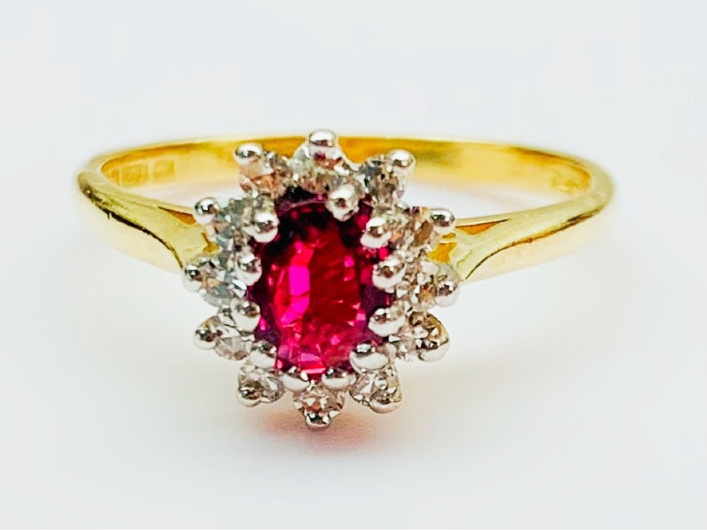 SALE Vintage 0.55ct Pink Sapphire and Diamonds 18ct Gold(one prong missing)Size UK J,US 4 3/4
