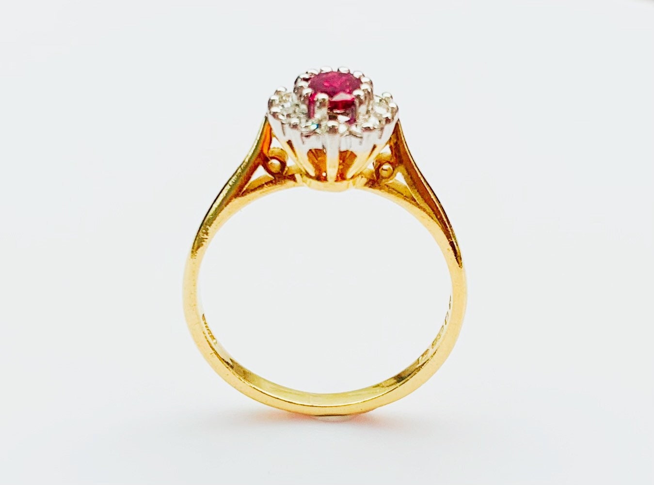 SALE Vintage 0.55ct Pink Sapphire and Diamonds 18ct Gold(one prong missing)Size UK J,US 4 3/4