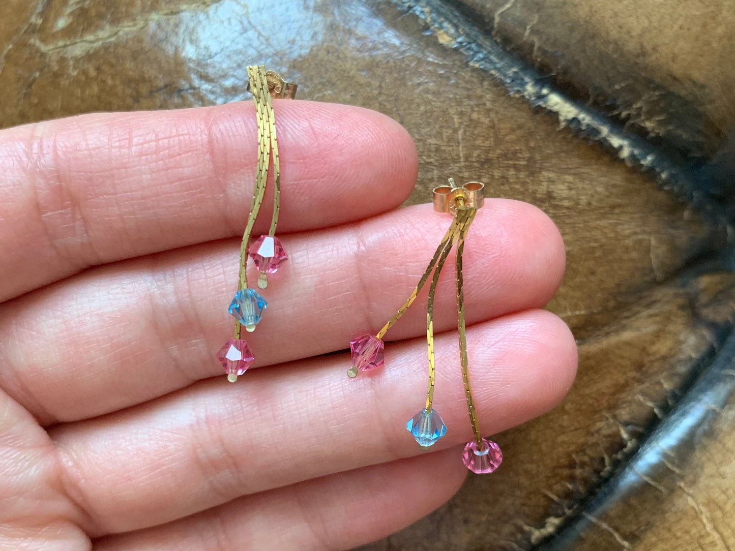Pendientes vintage de oro de 9 quilates con cuentas