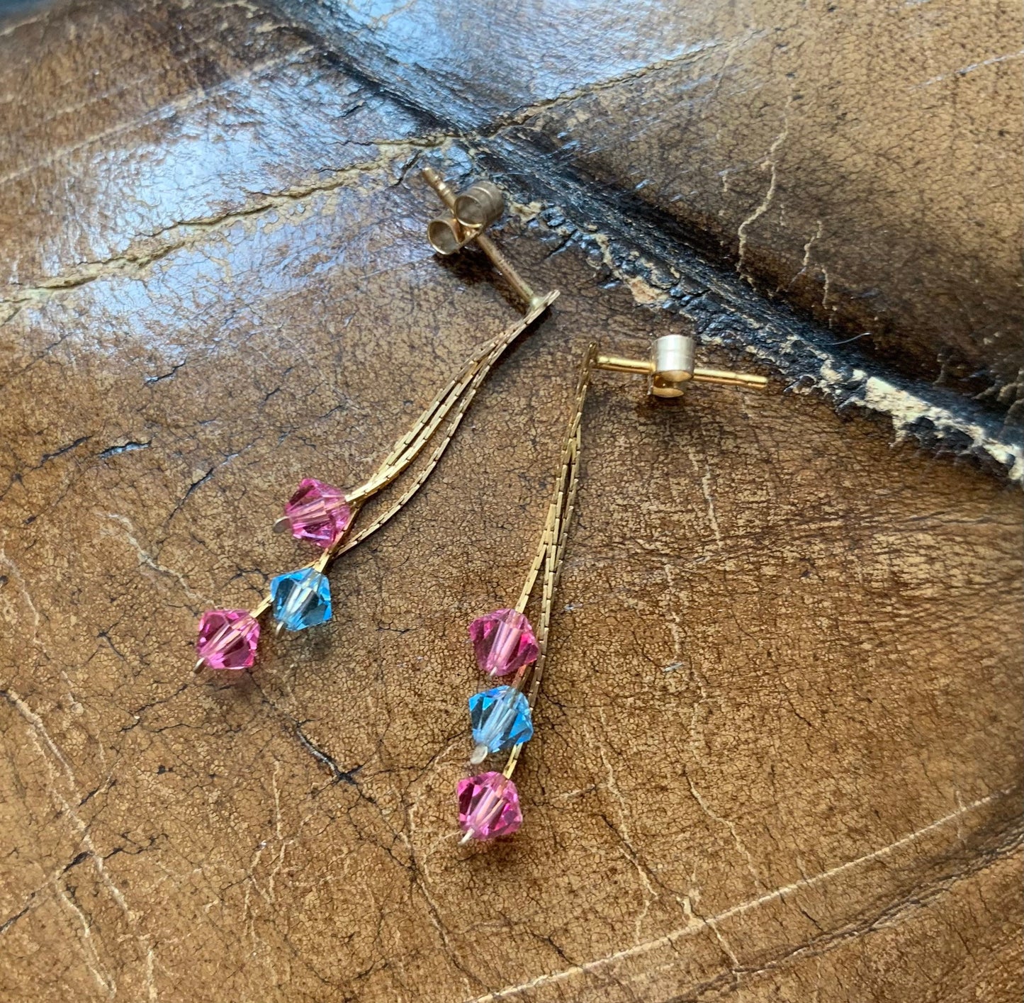 Pendientes vintage de oro de 9 quilates con cuentas