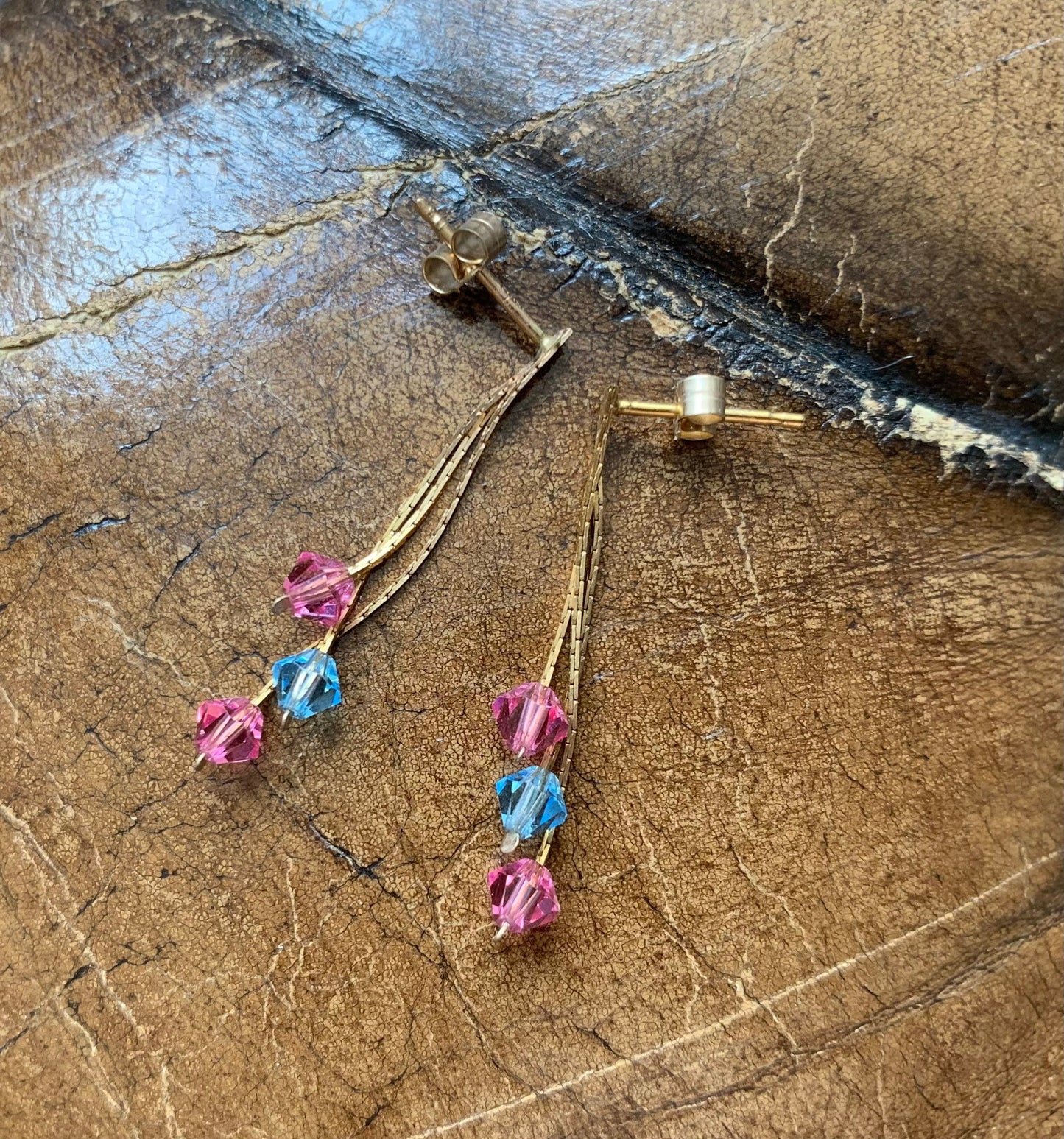 Pendientes vintage de oro de 9 quilates con cuentas