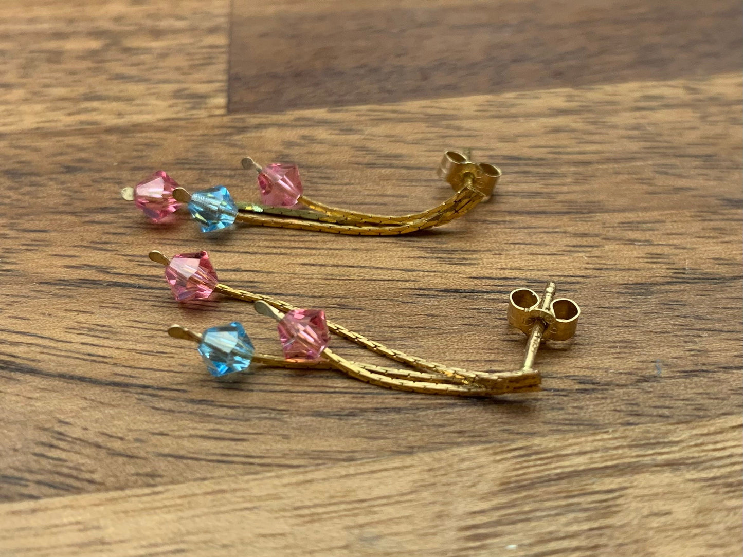 Pendientes vintage de oro de 9 quilates con cuentas