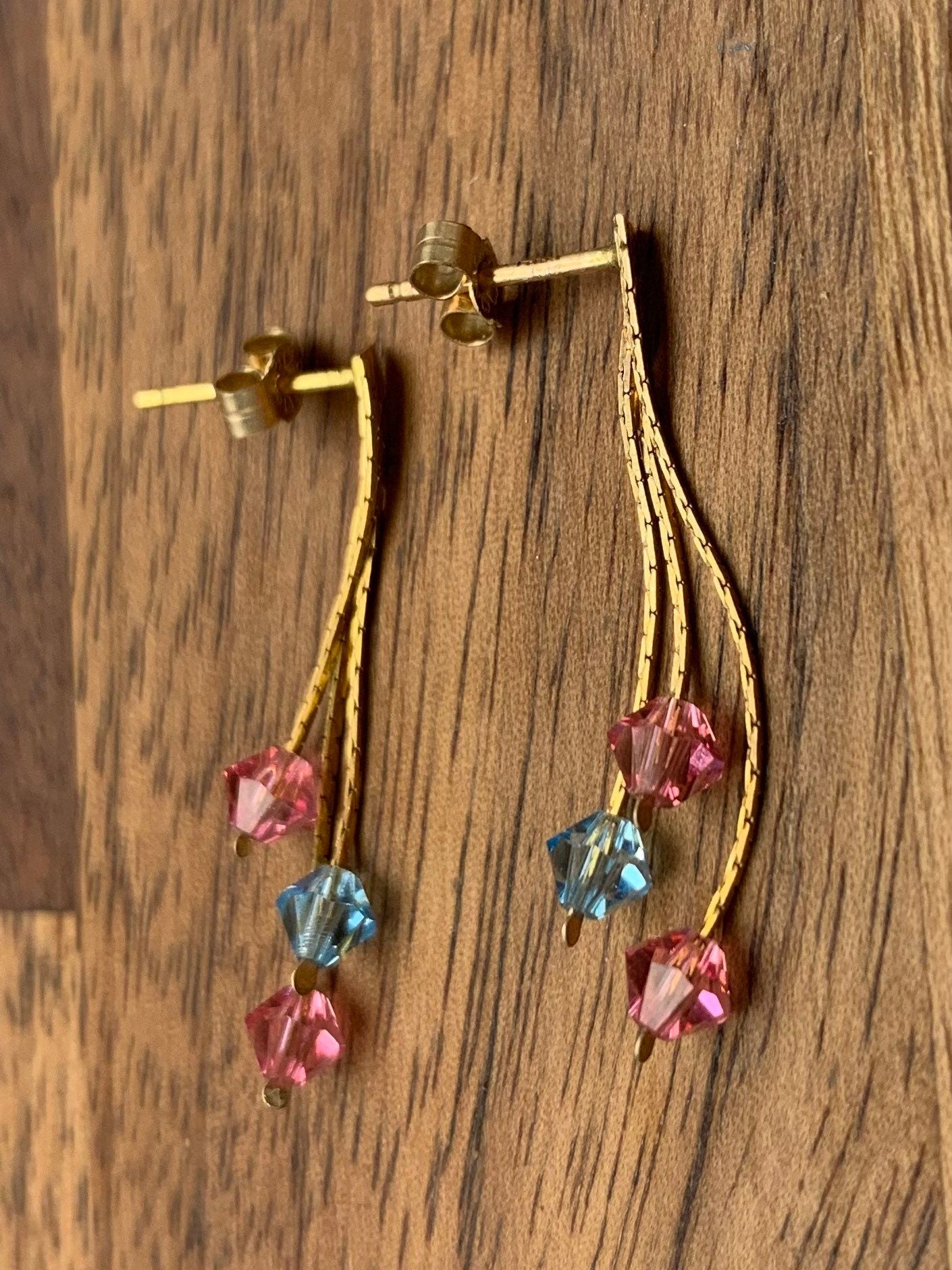 Pendientes vintage de oro de 9 quilates con cuentas