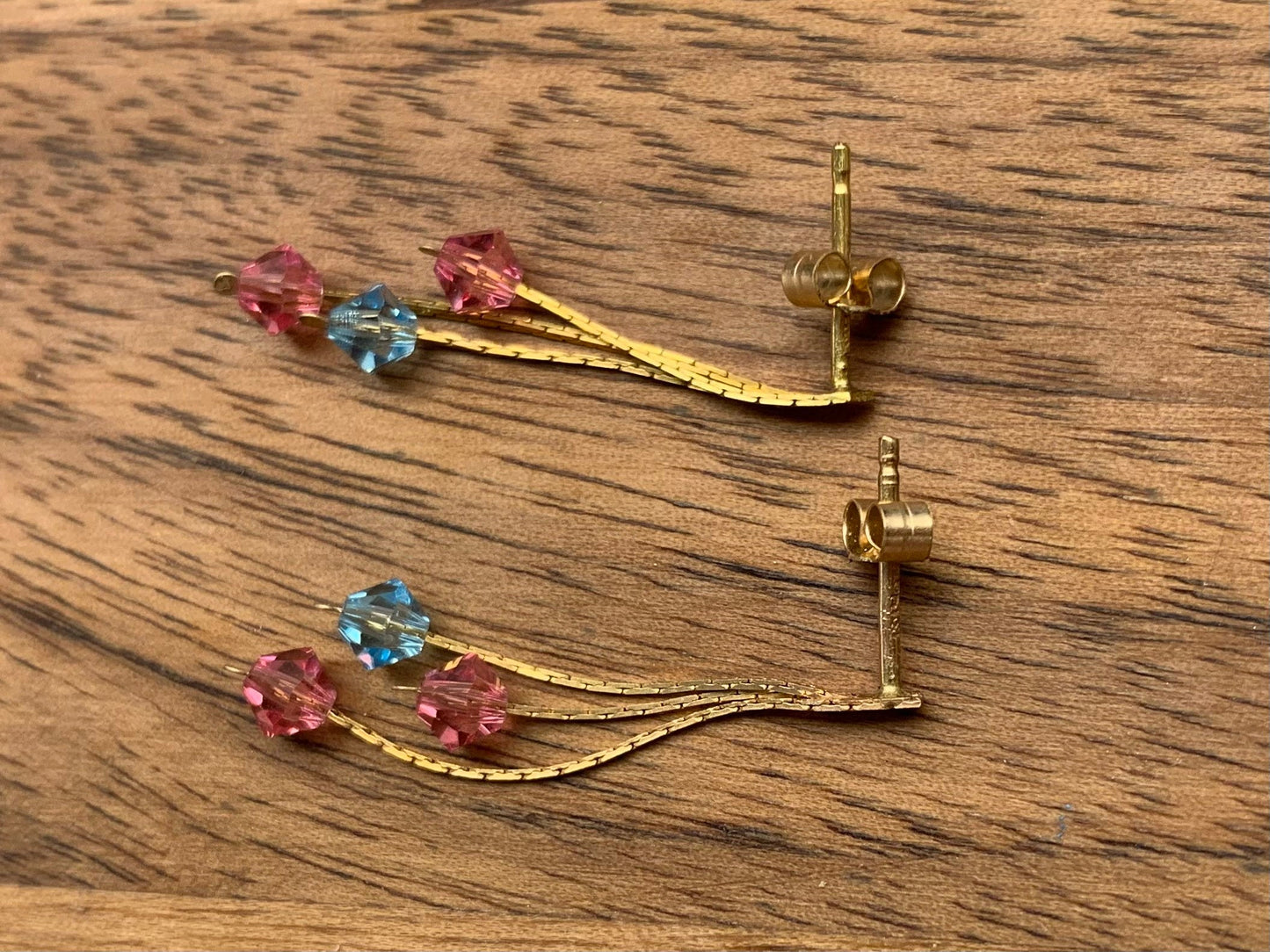 Pendientes vintage de oro de 9 quilates con cuentas