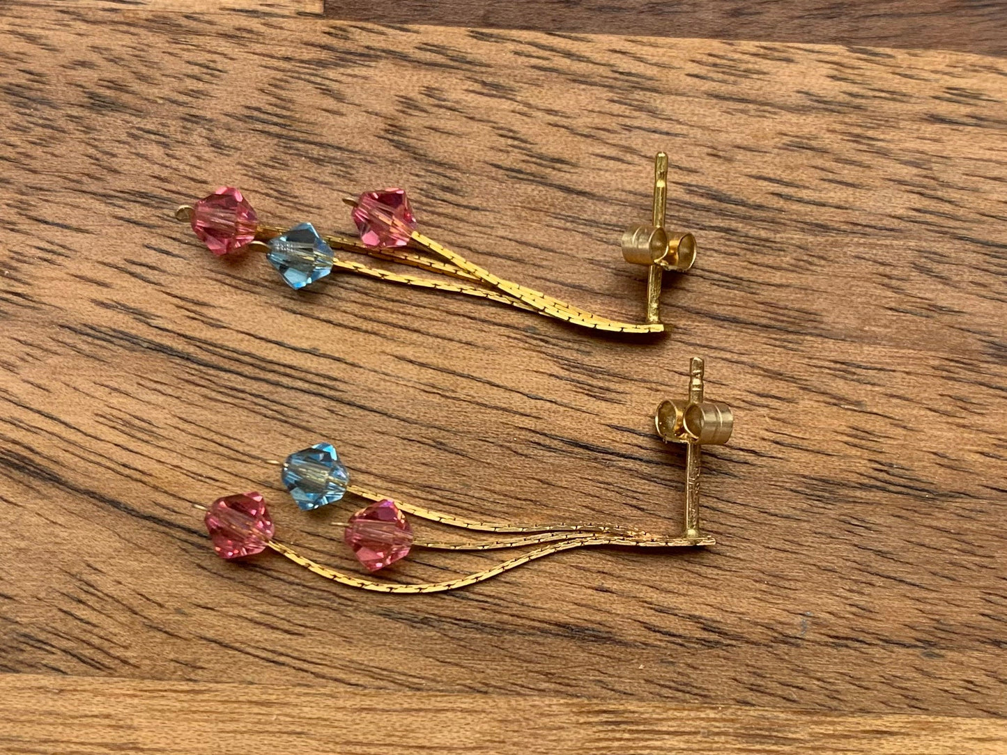 Pendientes vintage de oro de 9 quilates con cuentas