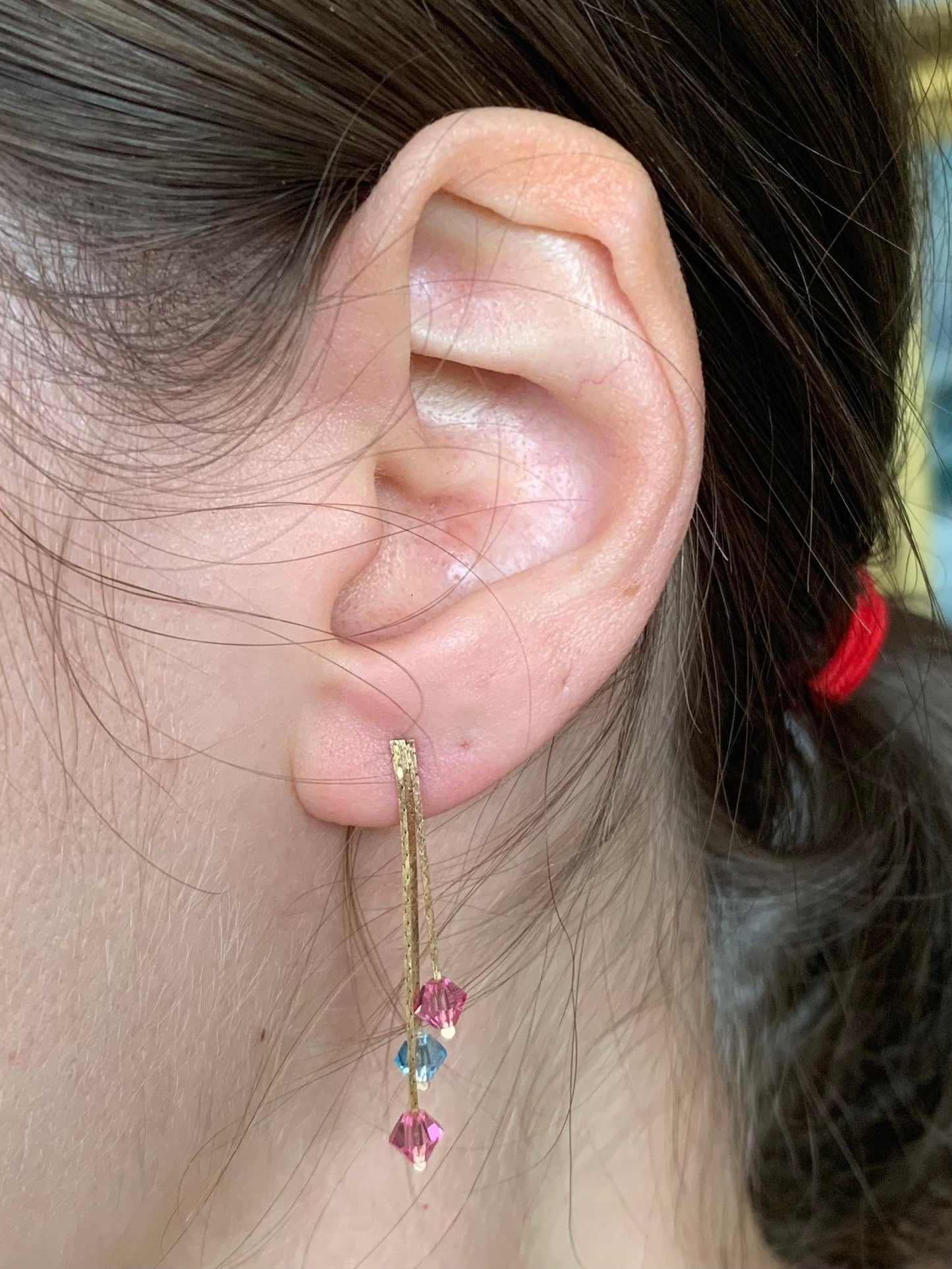 Pendientes vintage de oro de 9 quilates con cuentas