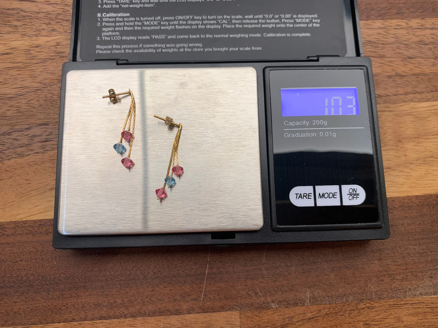 Pendientes vintage de oro de 9 quilates con cuentas