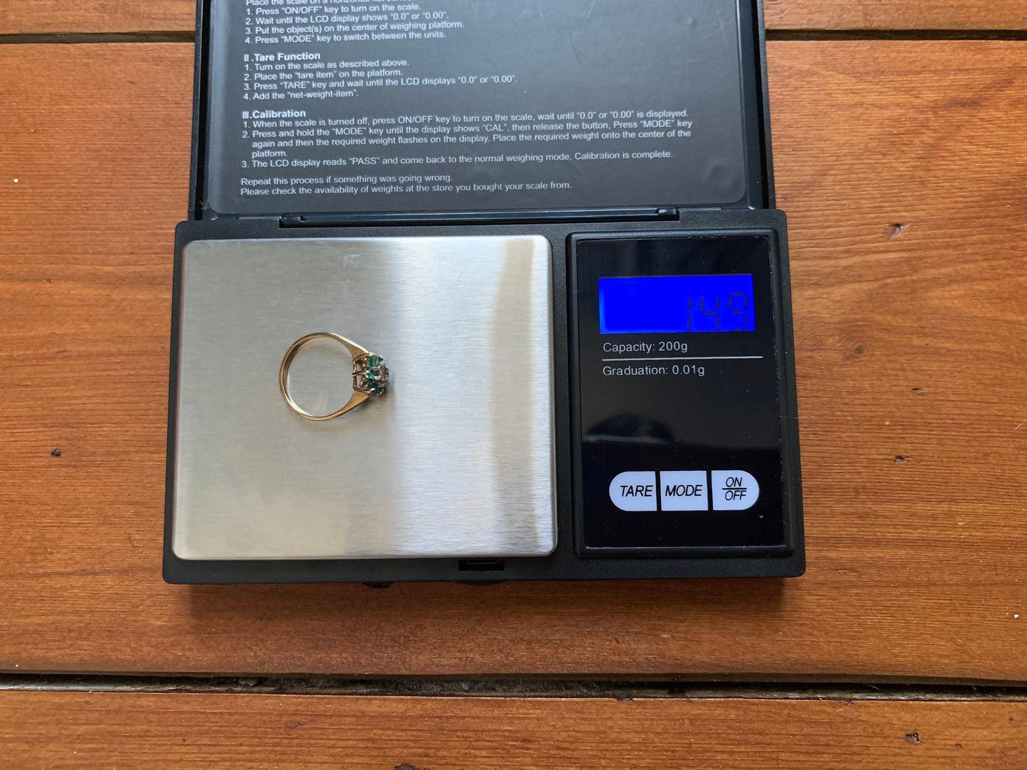 Vintage Emerald & Diamond set in 9ct Gold Ring size I 1/2