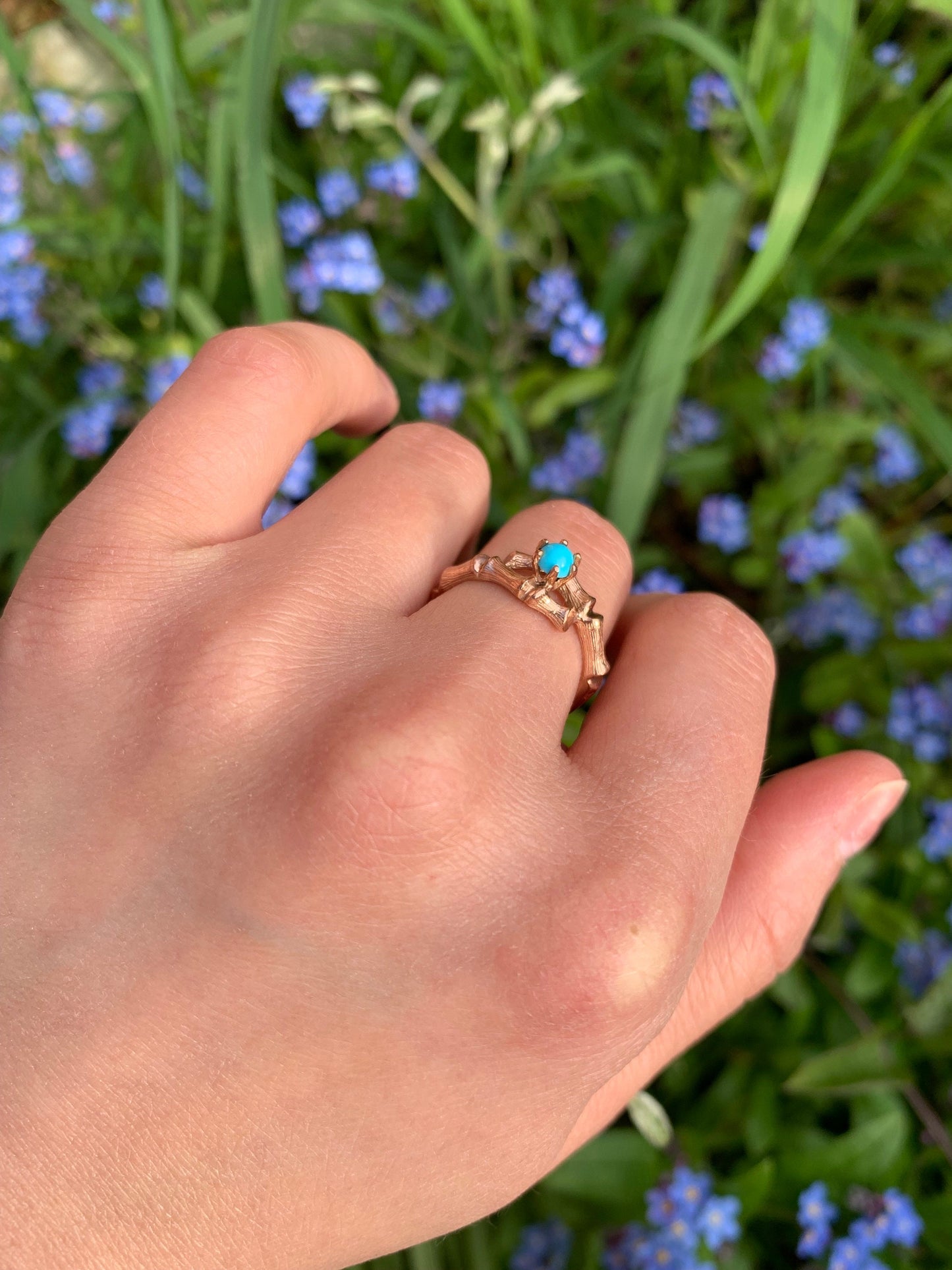 Vintage 9ct Rose Gold Turquoise Ring, Size UK K 1/2, 5 1/2