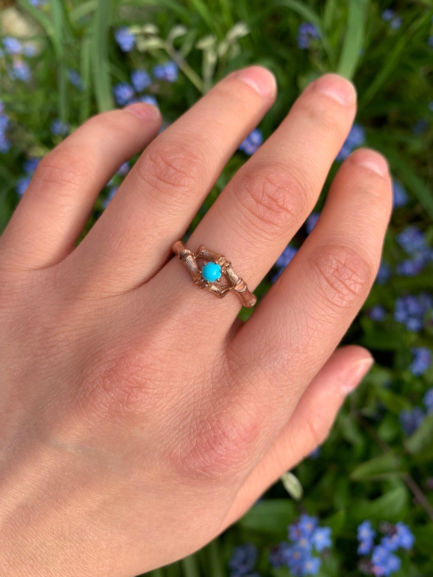 Vintage 9ct Rose Gold Turquoise Ring, Size UK K 1/2, 5 1/2