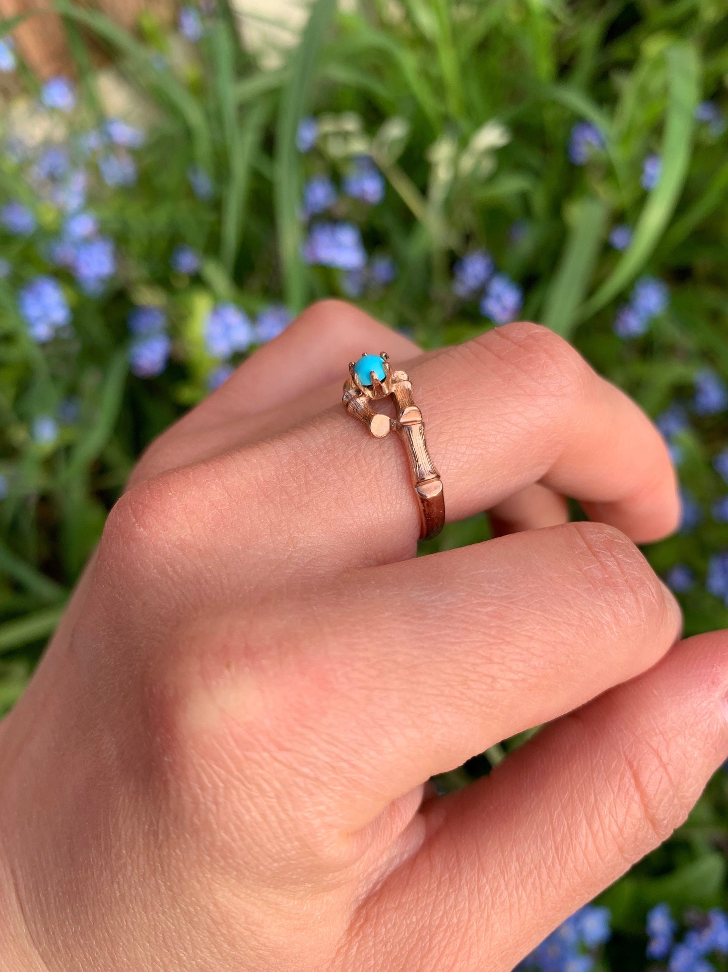 Vintage 9ct Rose Gold Turquoise Ring, Size UK K 1/2, 5 1/2