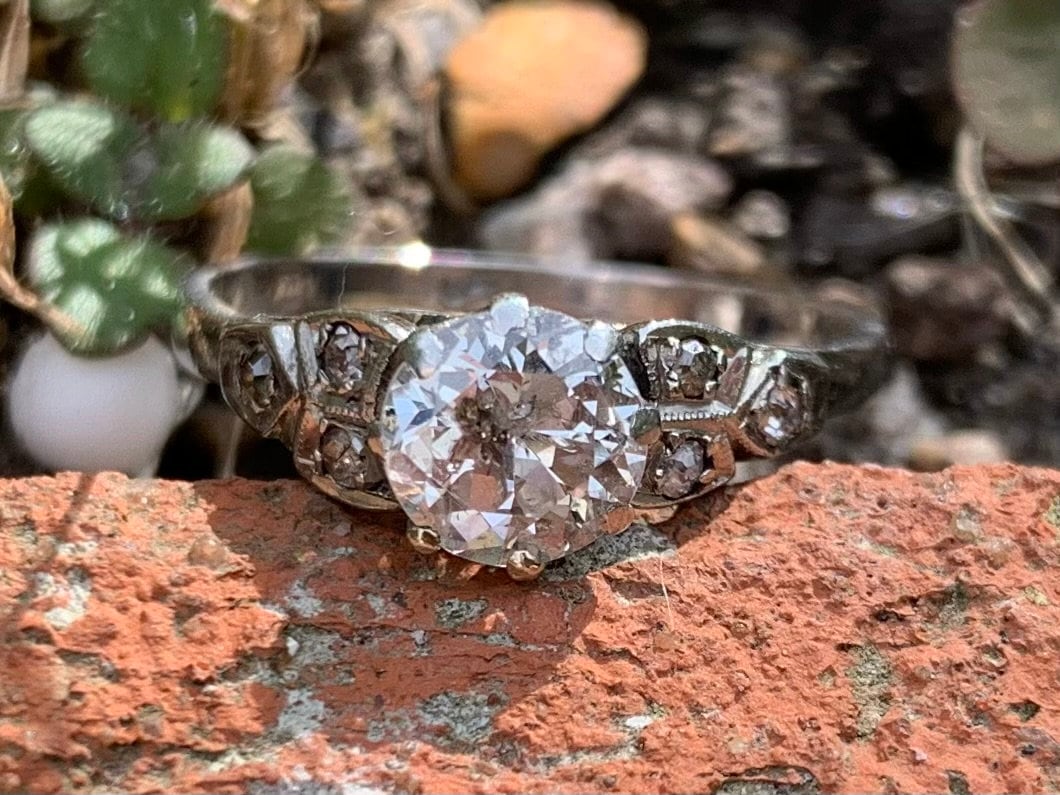 Anillo de platino con diamantes de 1 quilate, talla UK O, EE. UU. 7 1/4