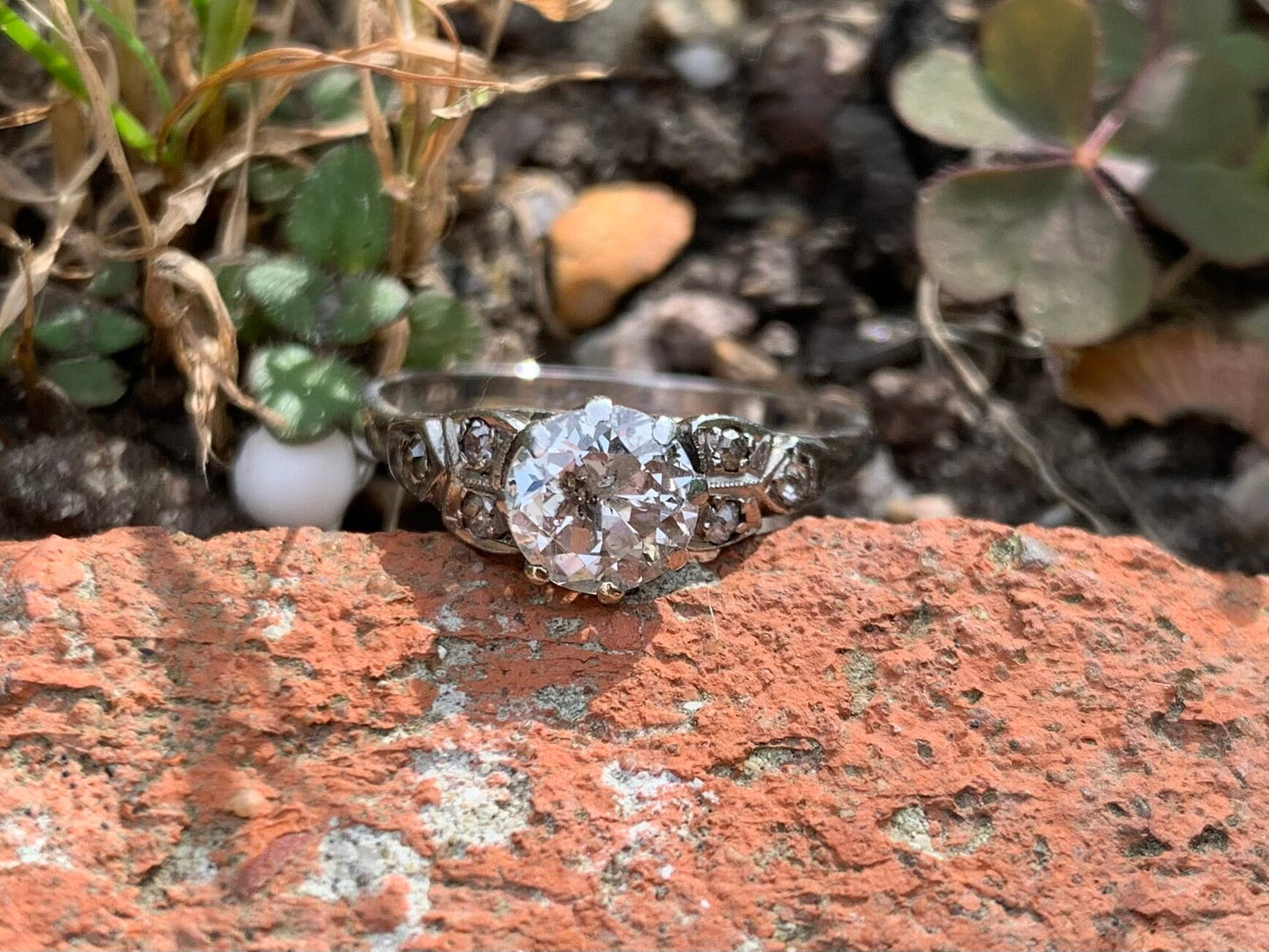 Anillo de platino con diamantes de 1 quilate, talla UK O, EE. UU. 7 1/4