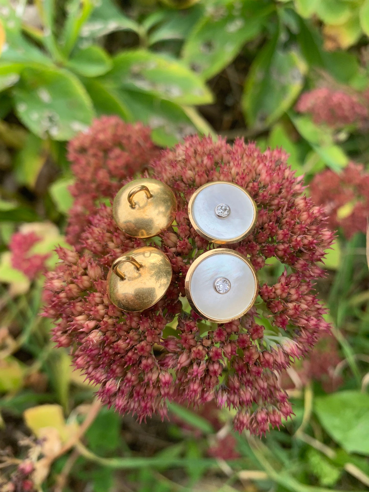 Botones de diamantes en oro amarillo macizo de 18 quilates de segunda mano