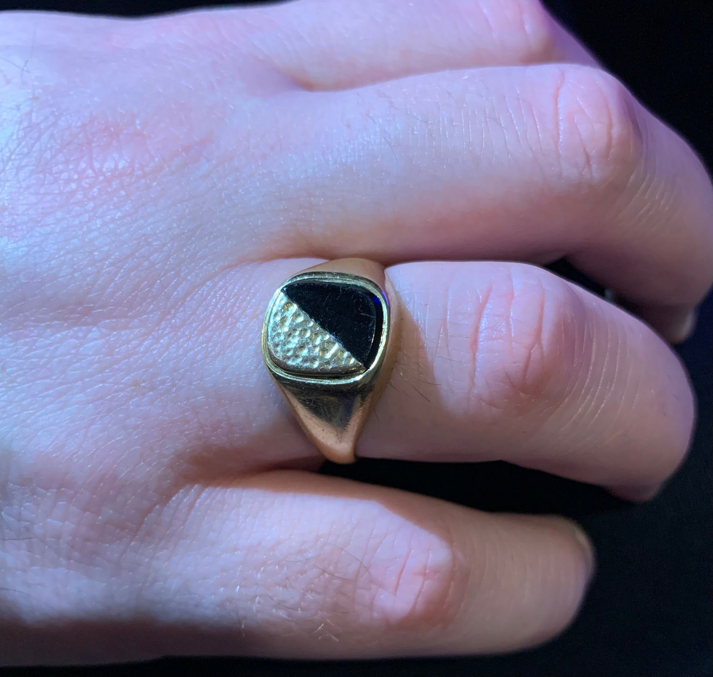 Anillo De Sello De Oro De 9 Quilates Con Onyx Gent Talla Y