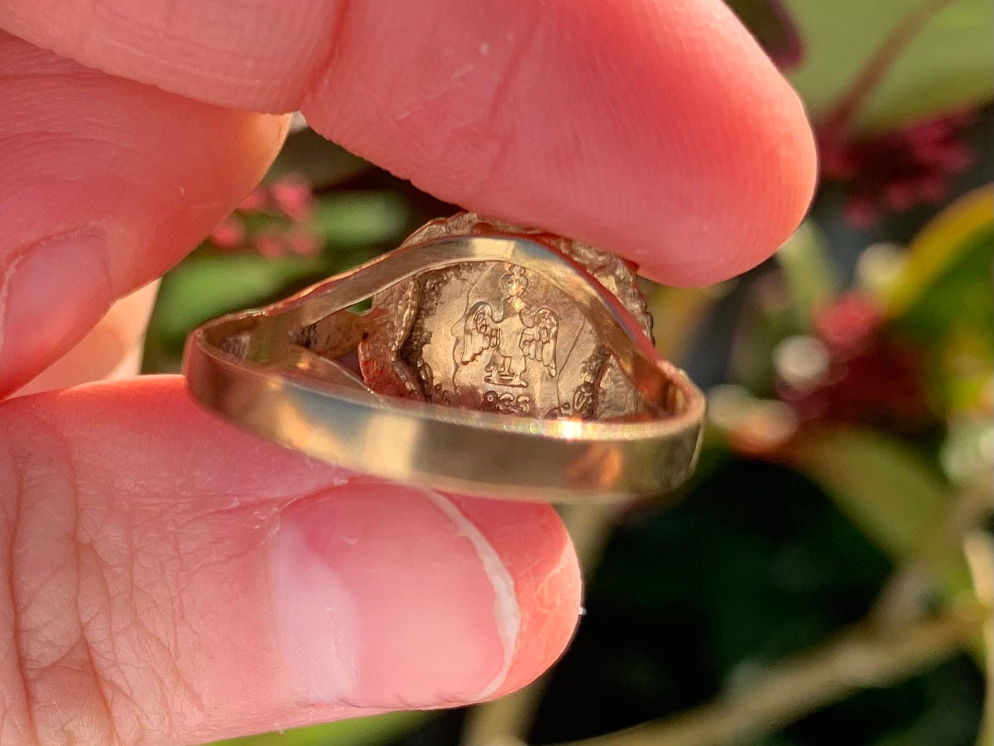 Vintage 9ct Gold Coin Ring, Size UK N, US 6 3/4