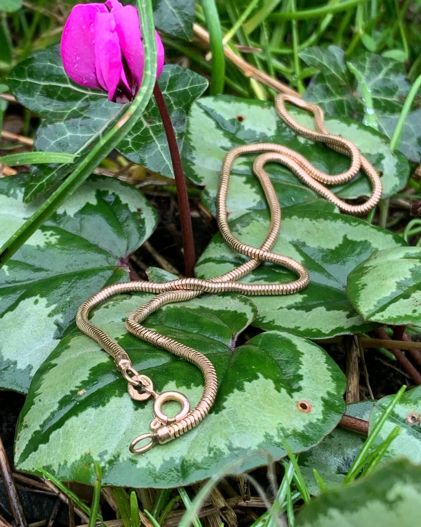 Pre-loved Collar de cadena tipo serpiente de oro macizo de 9 quilates, peso pesado, 9,59 g