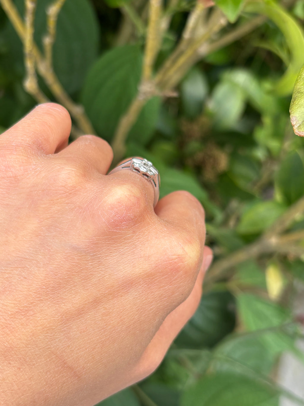 Vintage Platinum Diamond Cluster Ring