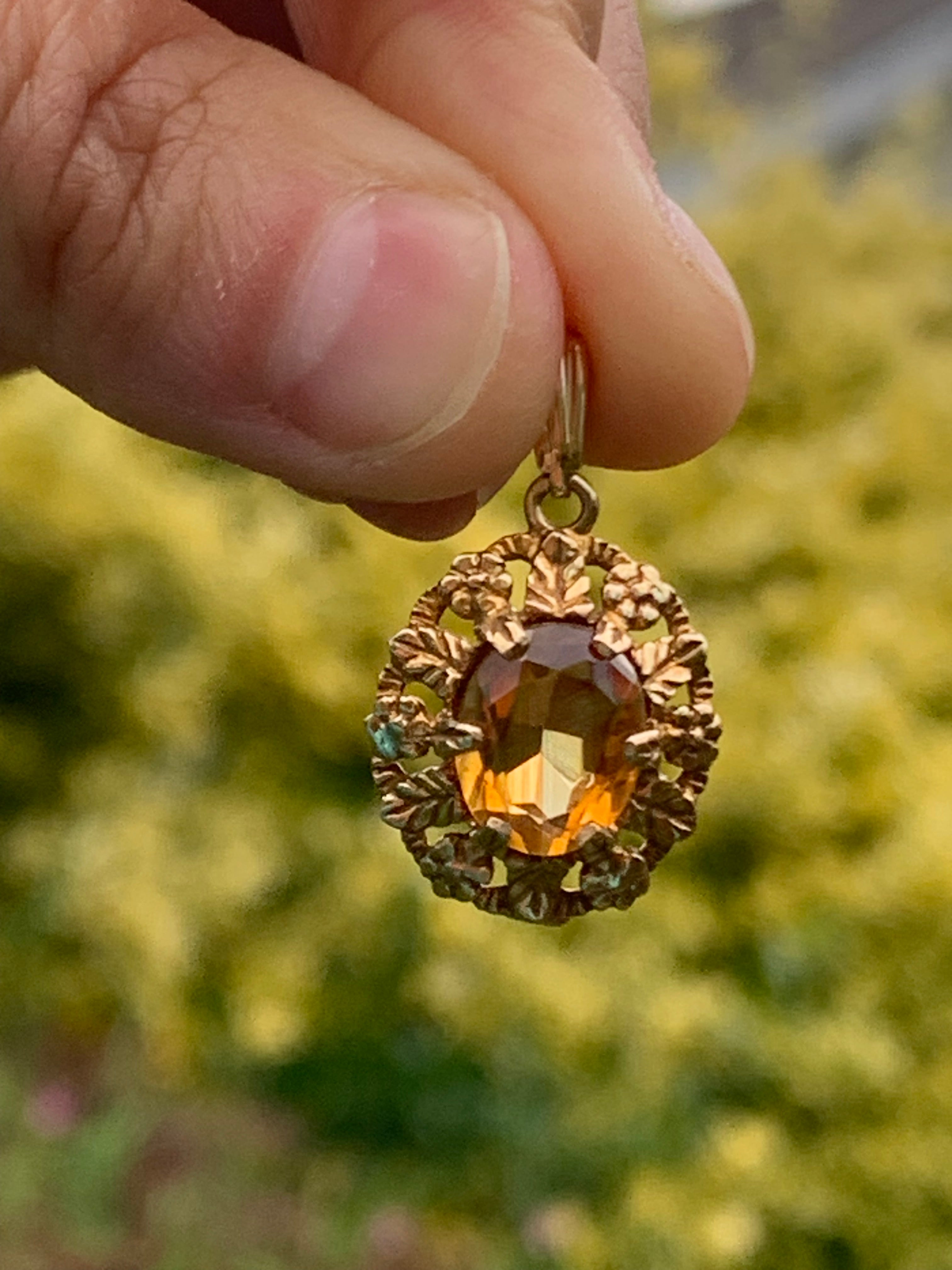 Rare Magnificent Extremely Intricate Quality Citrine set in 9ct Gold Pendant