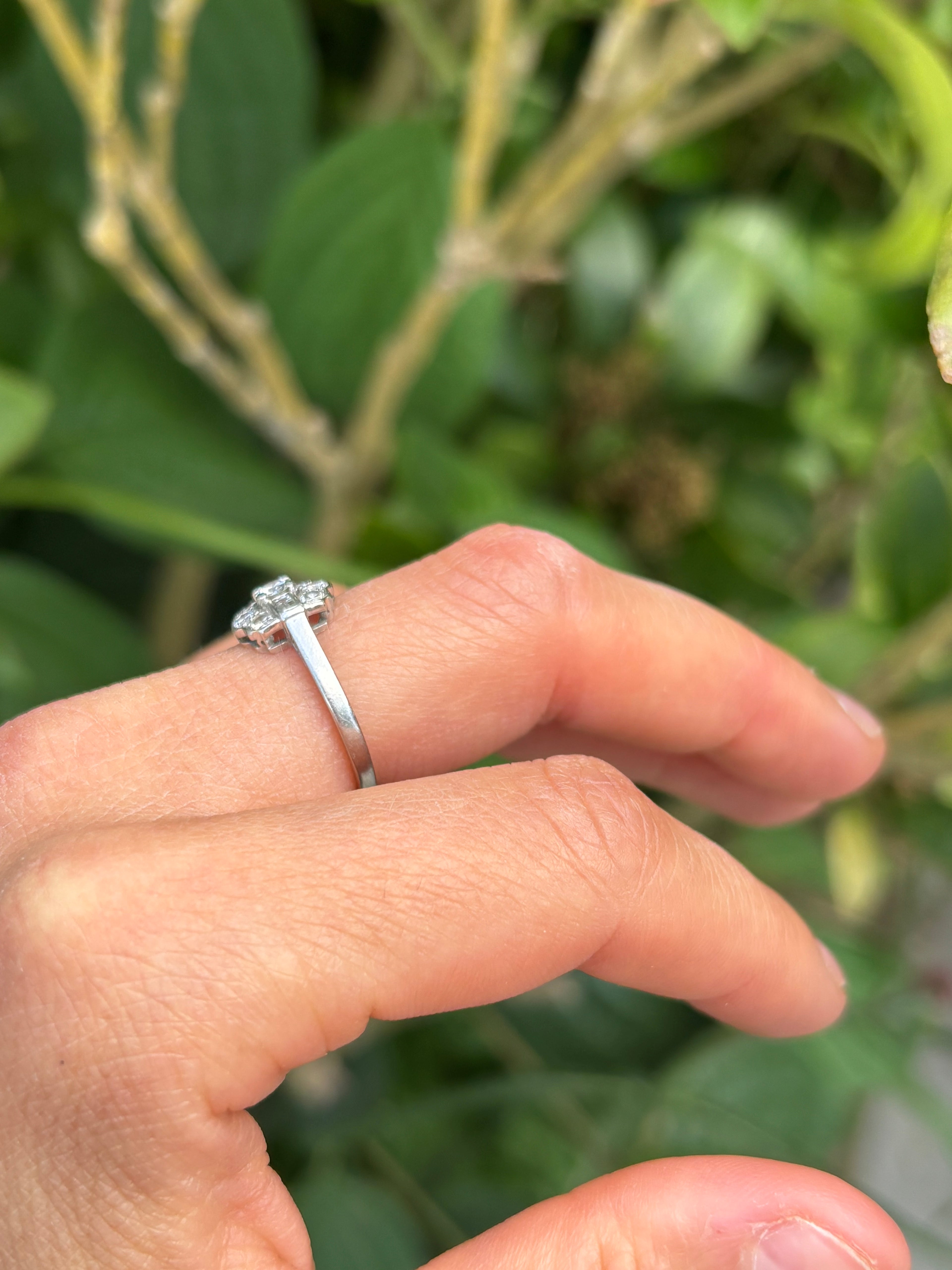 Vintage Platinum Diamond Cluster Ring