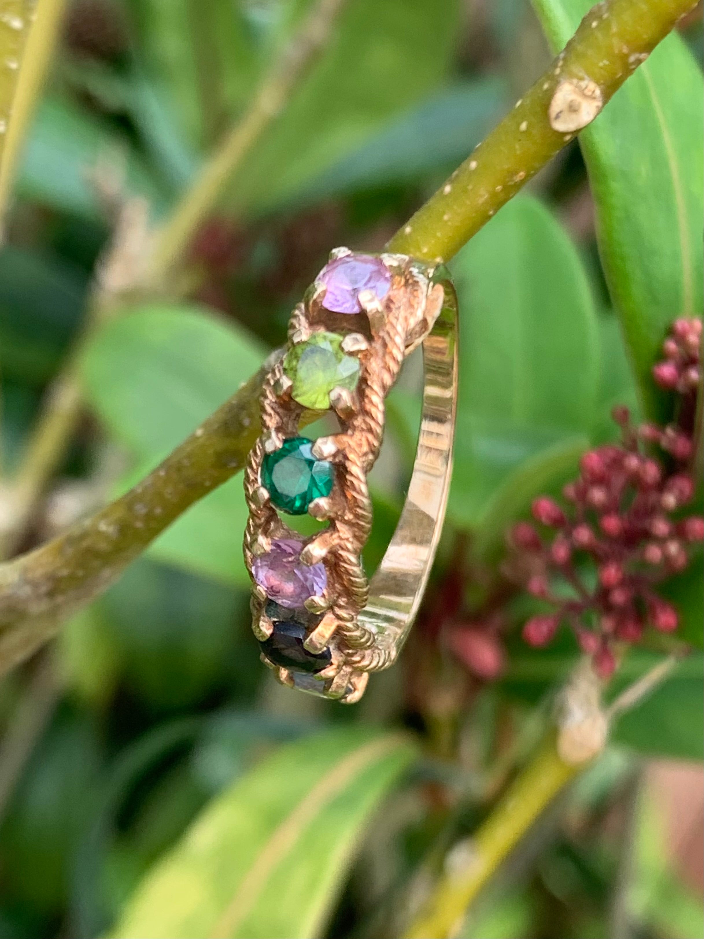 Fabulous 9ct gold semi-precious multi gemstone half eternity ring