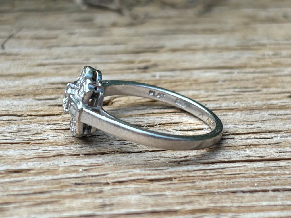 Vintage Platinum Diamond Cluster Ring