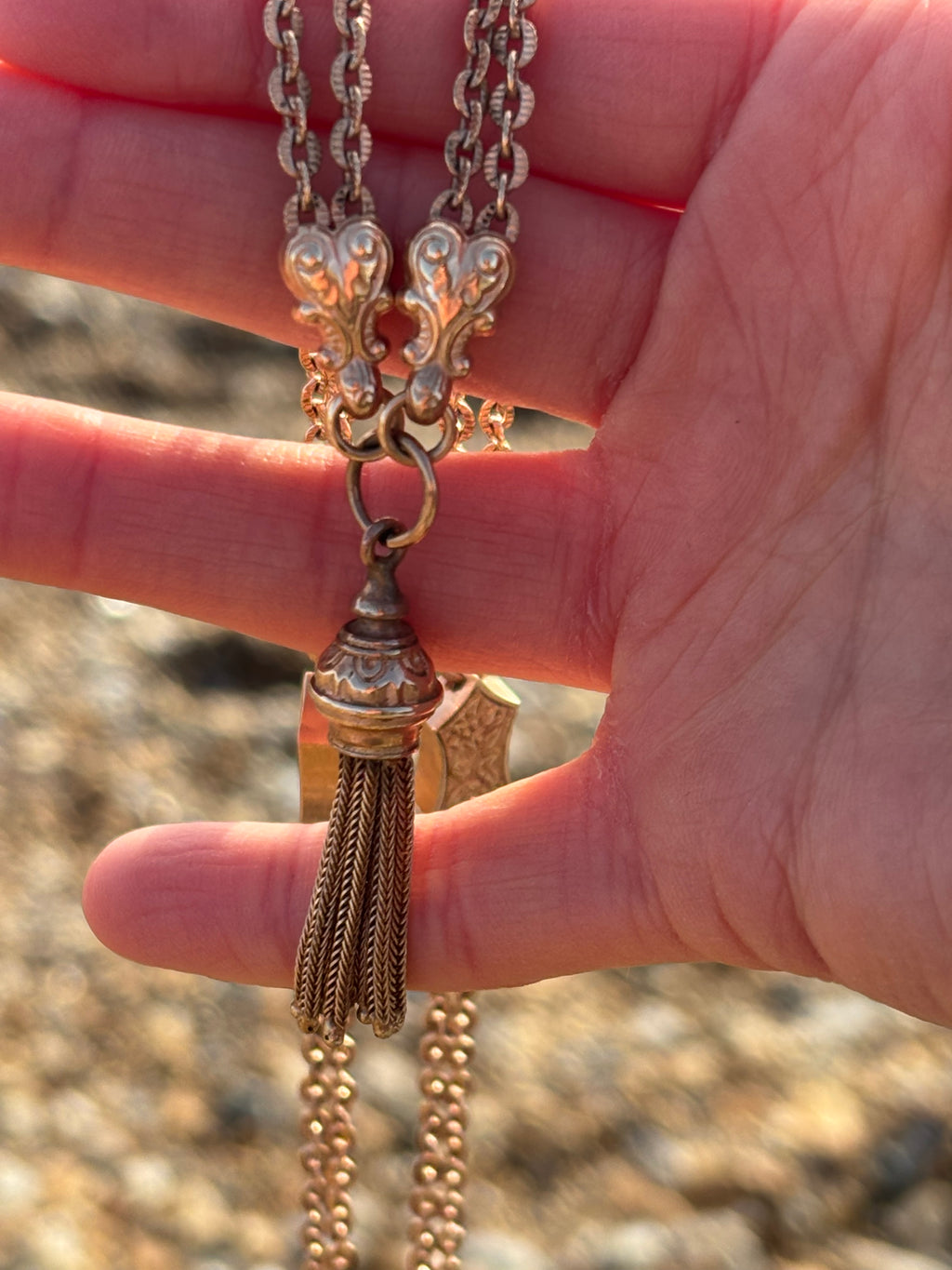 Rare Longuard Solid 9ct Gold Albertina Tassel Necklace