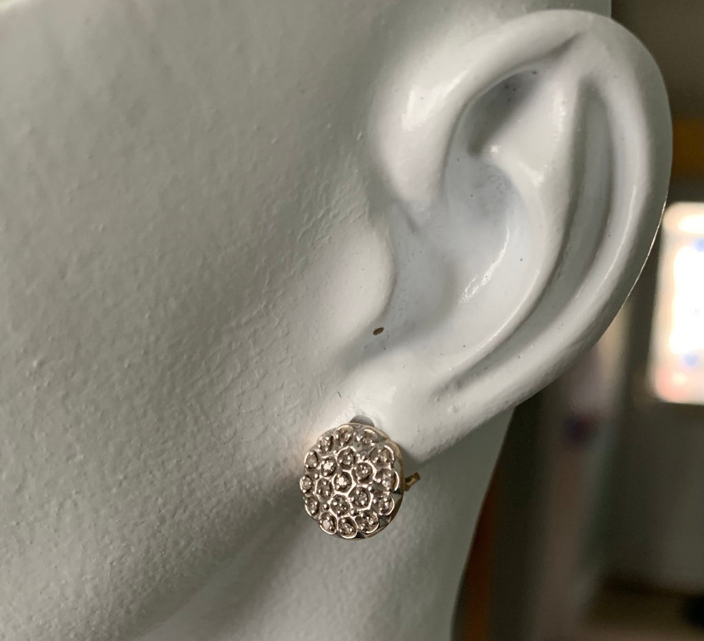 Very Pretty Vintage/Antique Diamond 9ct Gold Stud Earrings