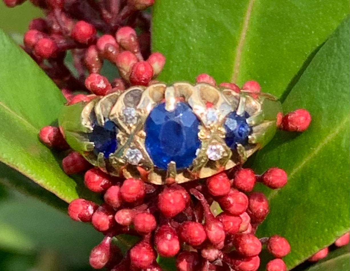 Vintage Sapphire & Diamond 18ct Gold Ring