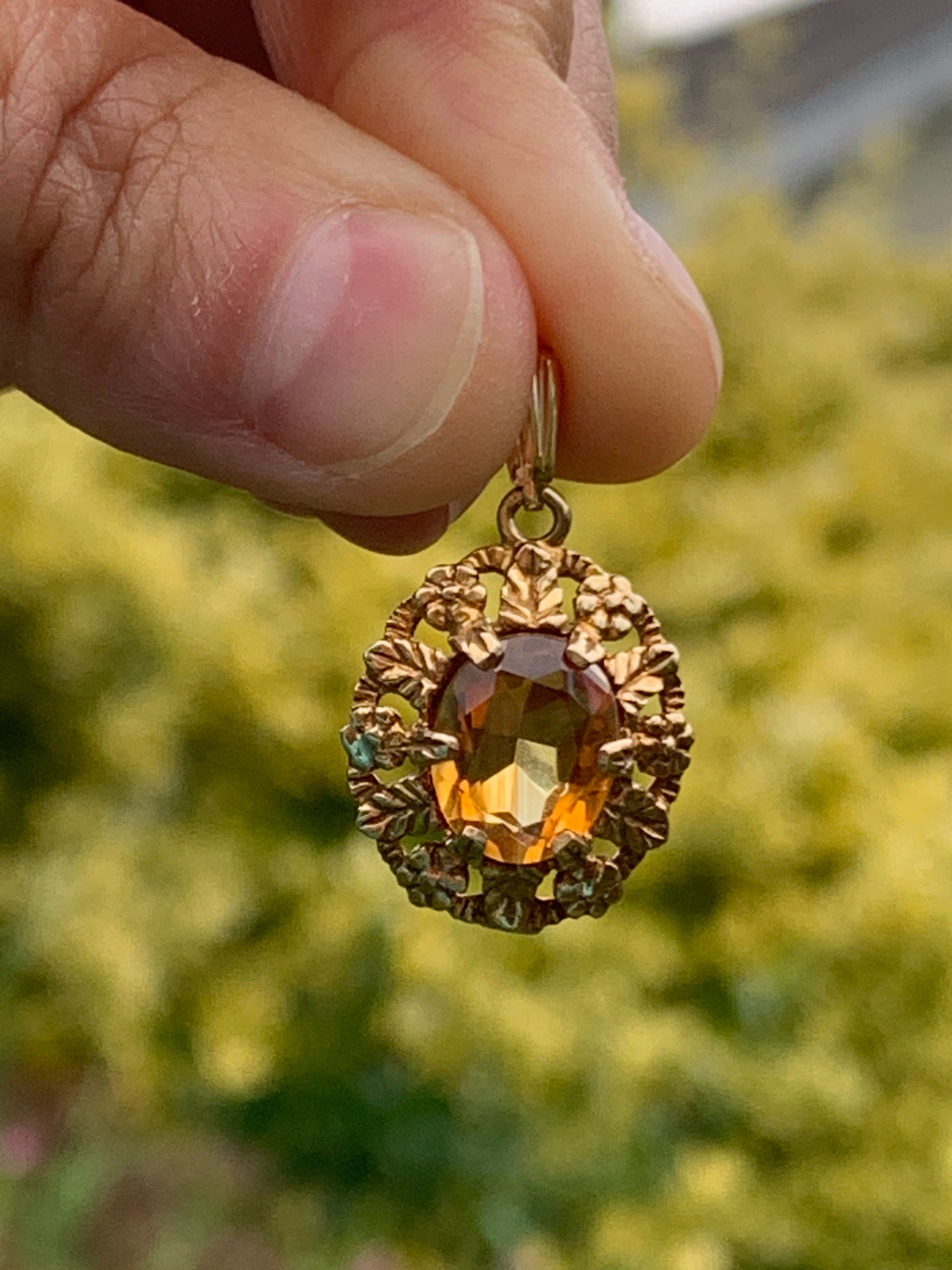 Rare Magnificent Extremely Intricate Quality Citrine set in 9ct Gold Pendant