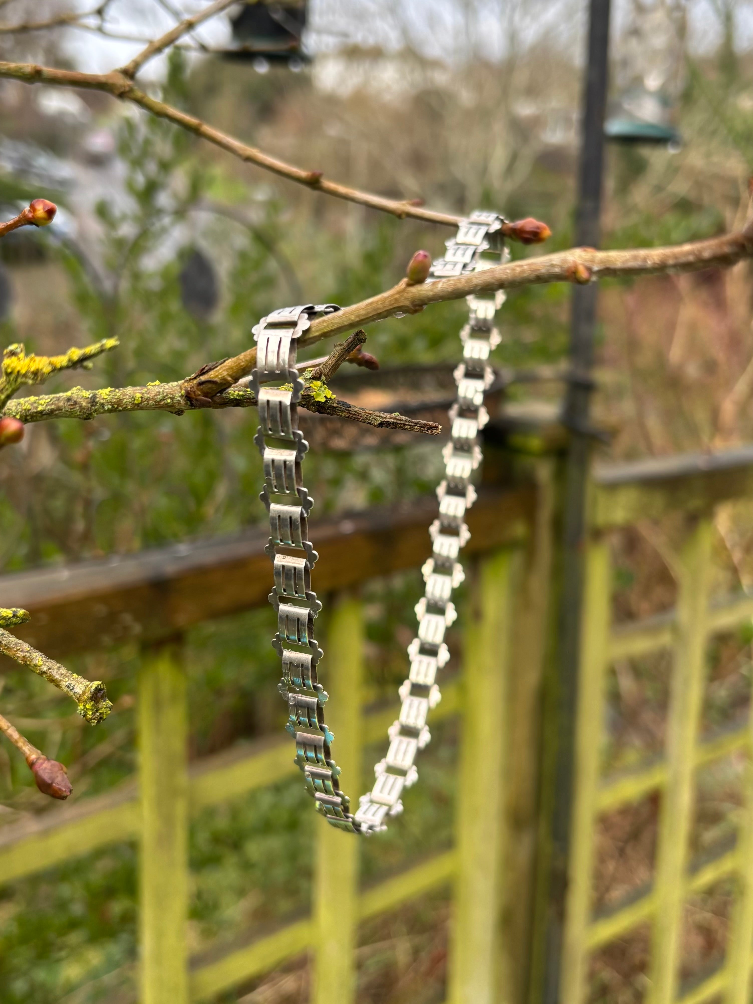 Gorgeous Antique Silver Book Chain Necklace