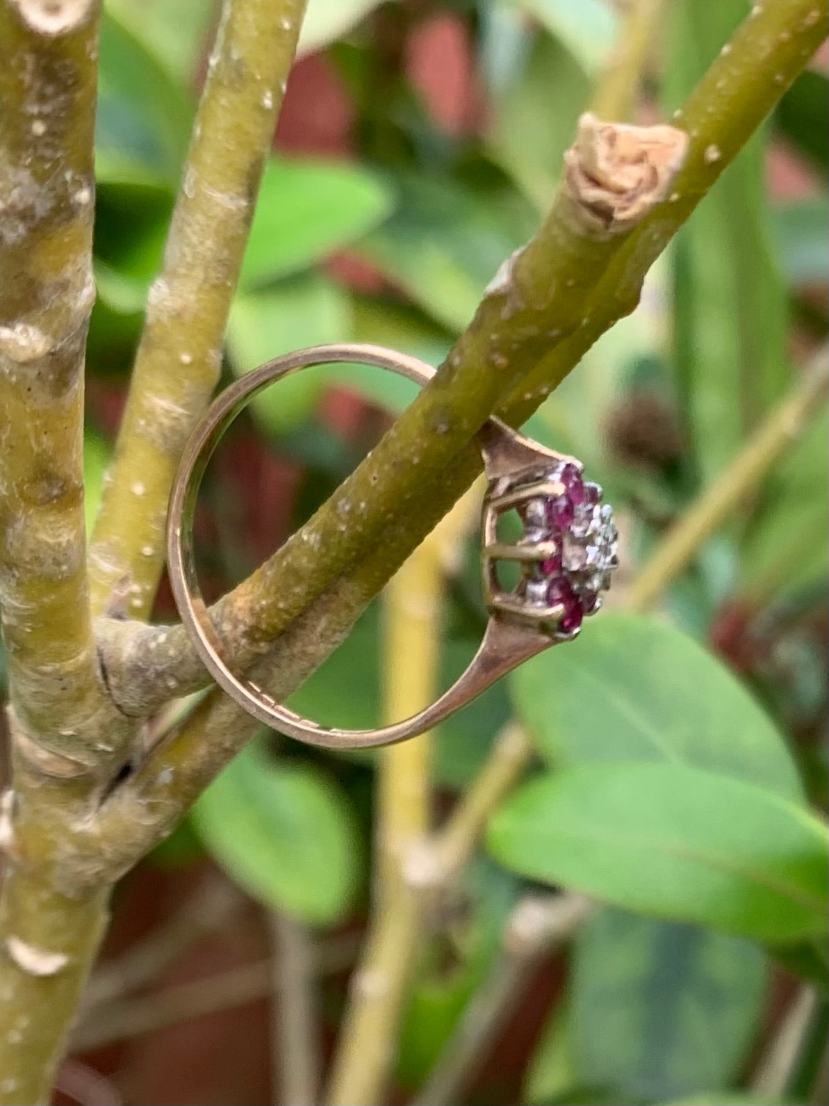 Beautiful Ruby & Diamond 9ct Gold Cluster Ring, Size UK M1/2, US 6 1/2