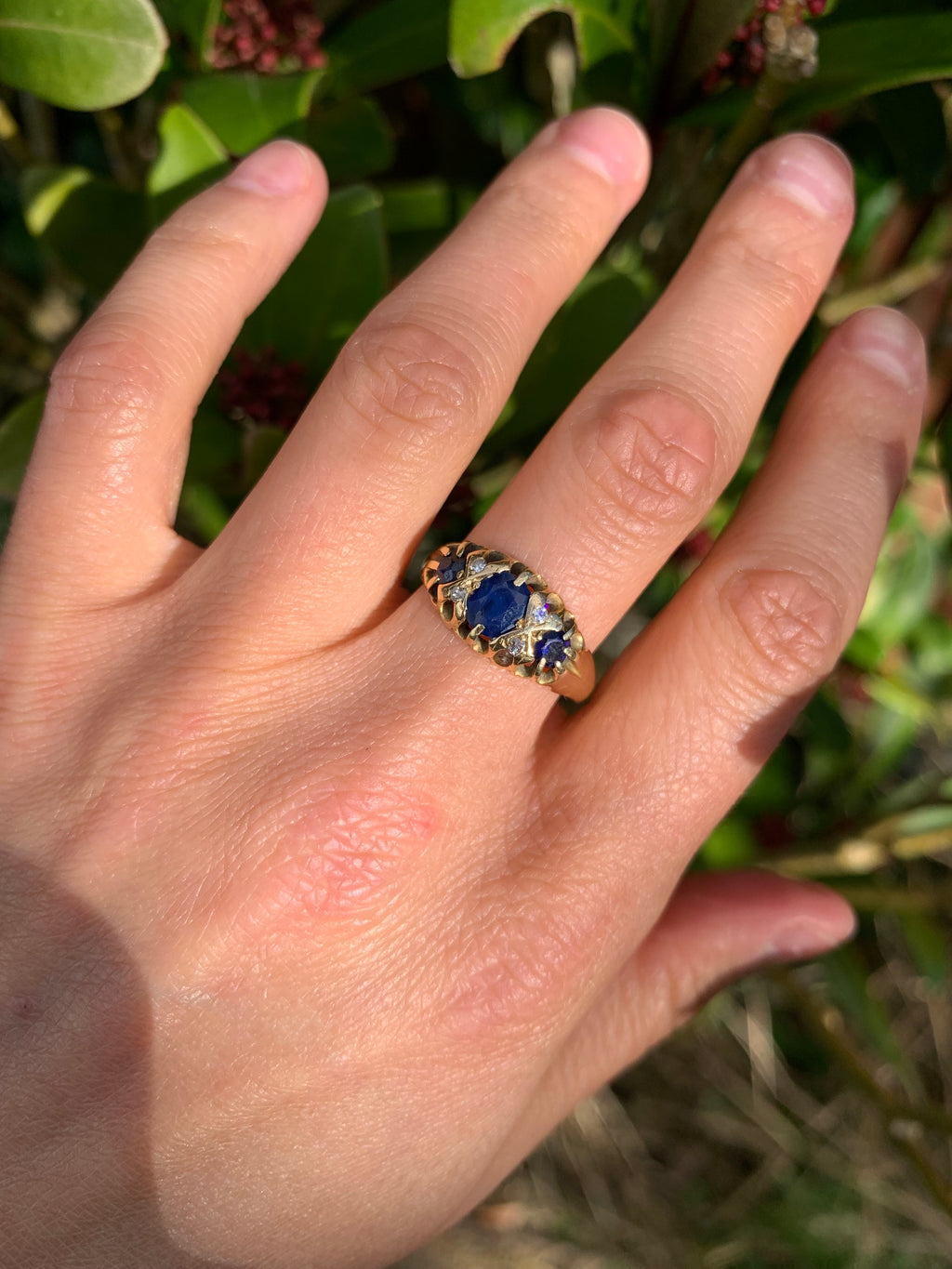 Vintage Sapphire & Diamond 18ct Gold Ring