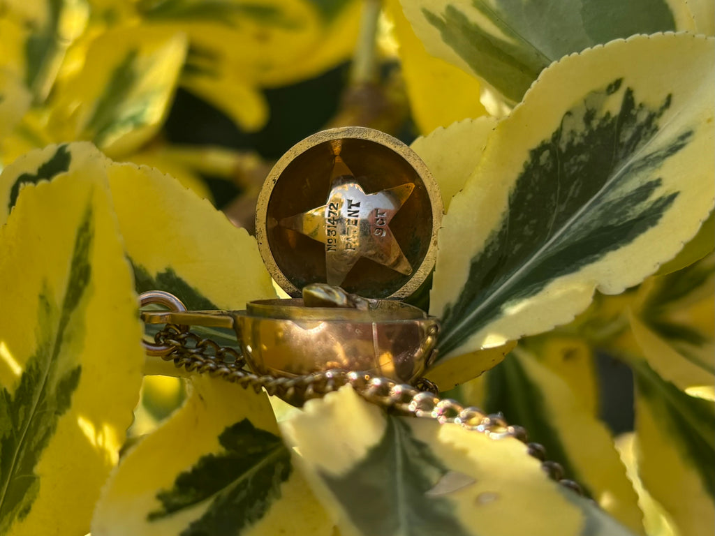 Very Rare & Unusual 9ct Gold Masonic Ball Pendant