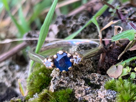 Vintage Sapphire and Diamond 9ct Gold Trilogy Ring