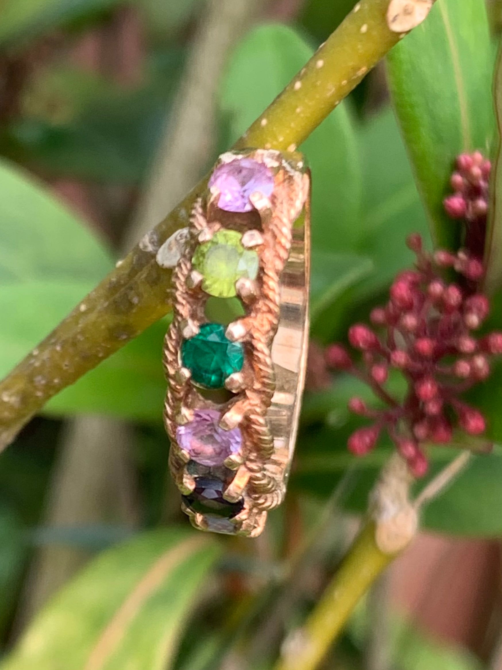 Fabulous 9ct gold semi-precious multi gemstone half eternity ring