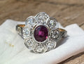 Vintage 0.75ct Ruby & 0.86ct Diamond set in 18ct God Cluster Ring
