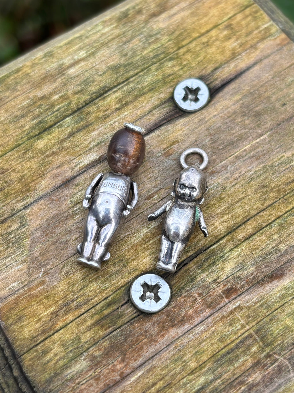 Antique Kewpie Fumsup Silver Charms
