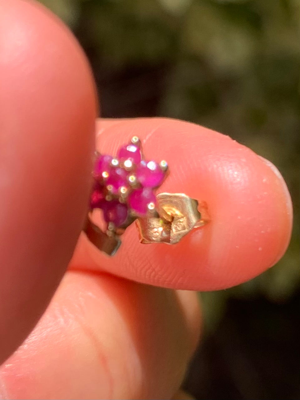 Stunning Ruby & Emerald 9ct Gold Floral Studs
