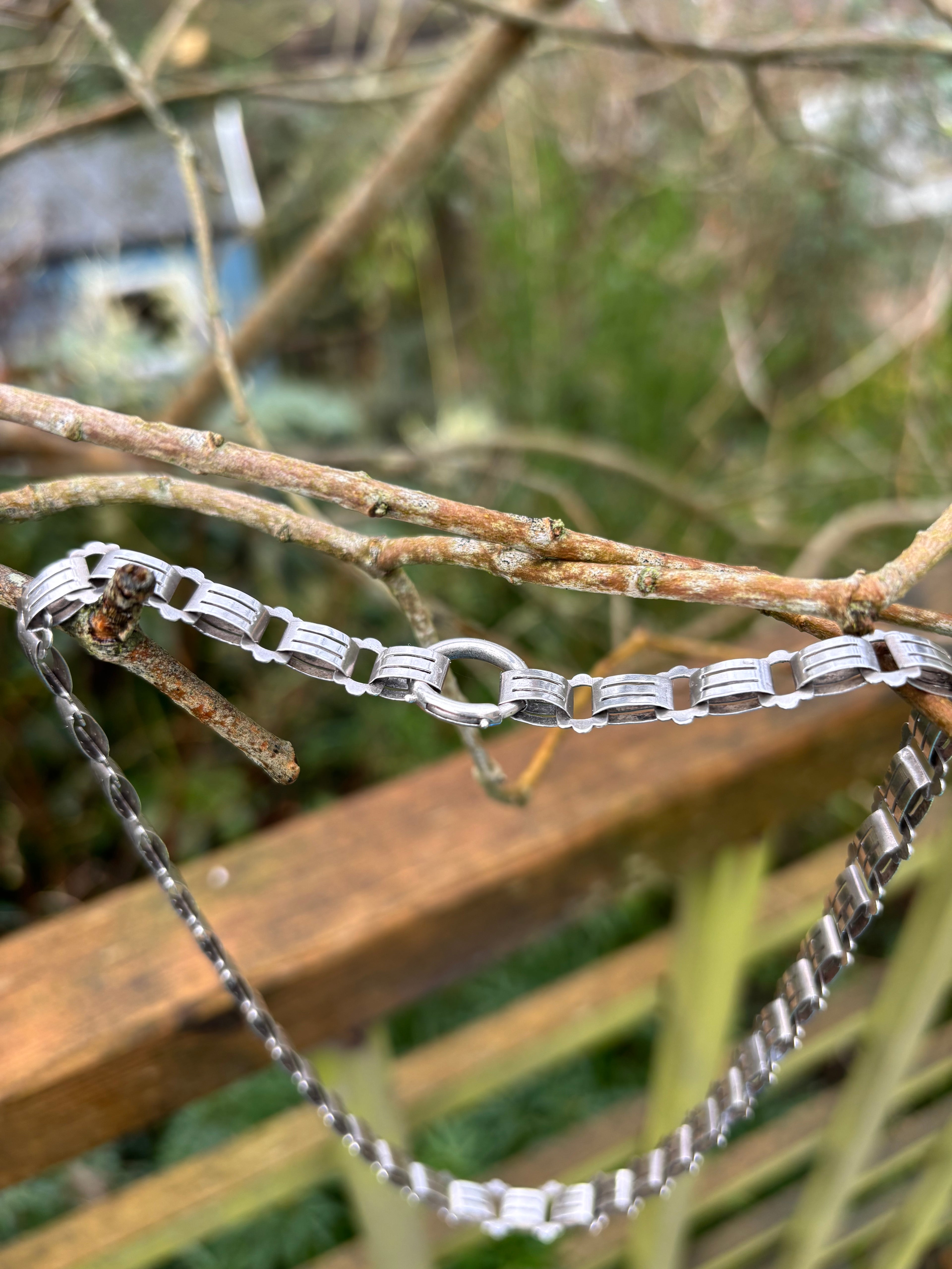Gorgeous Antique Silver Book Chain Necklace