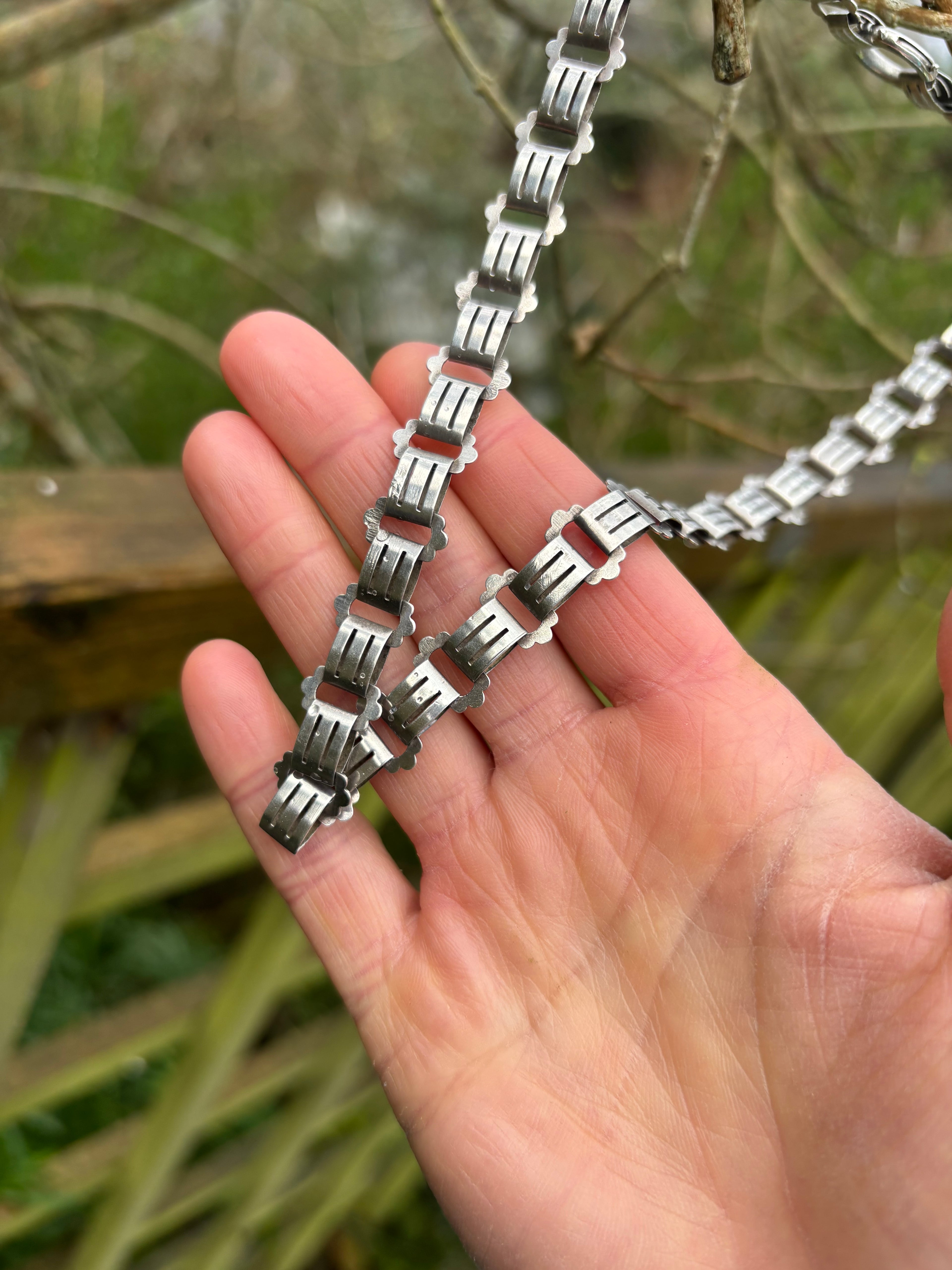 Gorgeous Antique Silver Book Chain Necklace