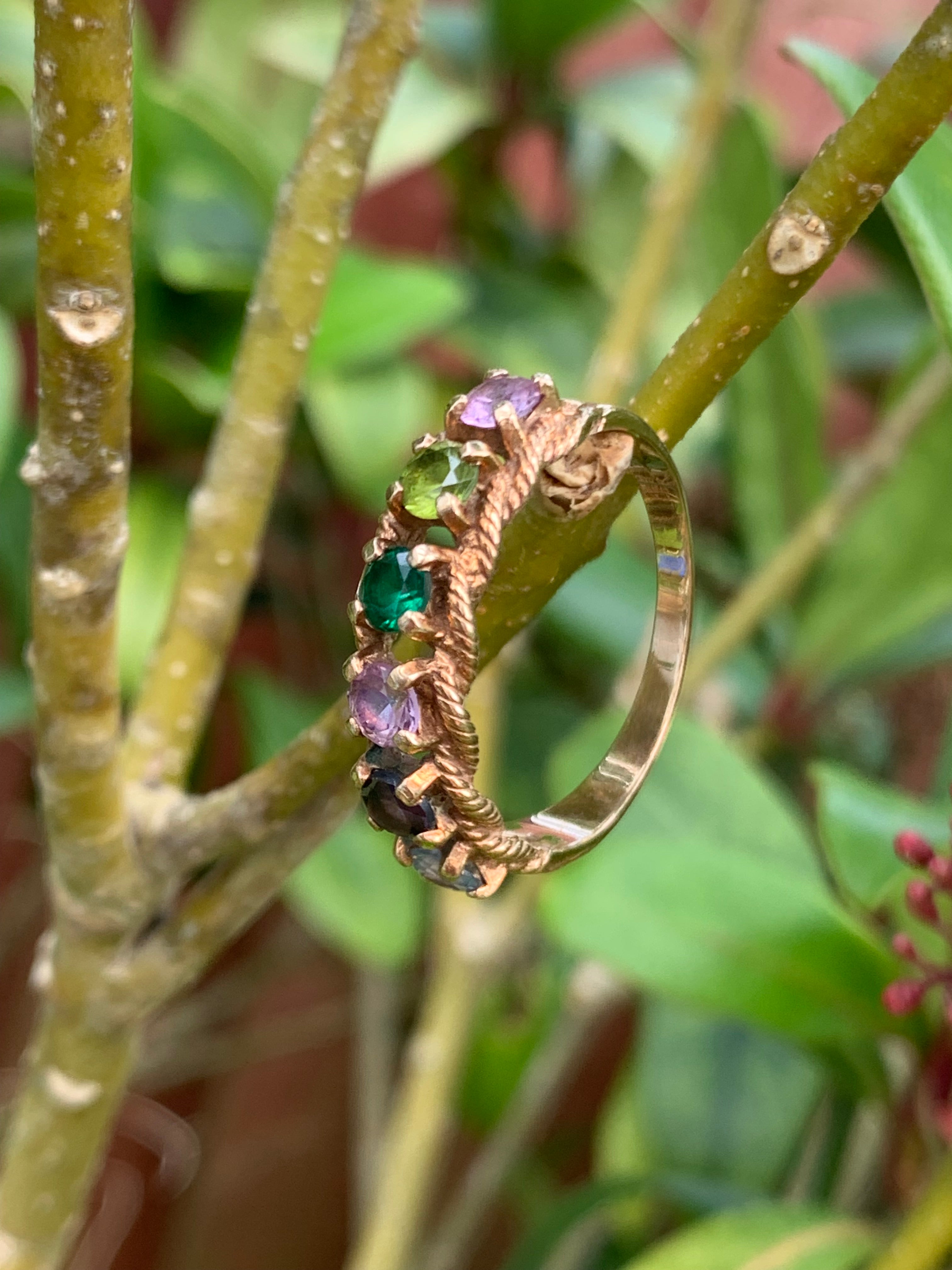 Fabulous 9ct gold semi-precious multi gemstone half eternity ring