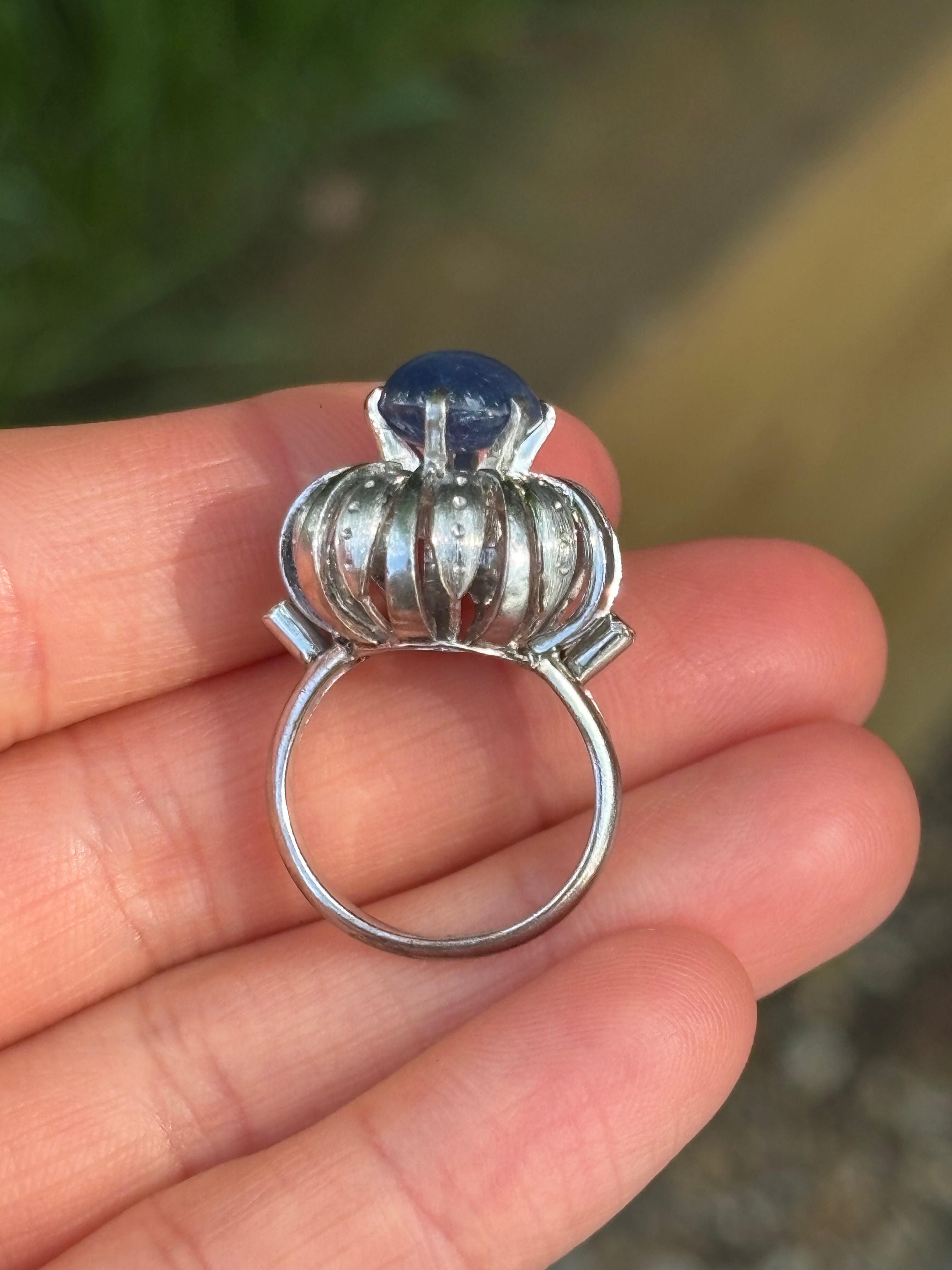 Pre-loved 3.44ct Cabochon Star Sapphire 14ct White Gold Ring