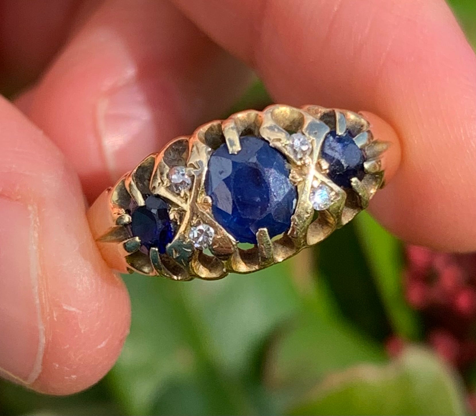 Vintage Sapphire & Diamond 18ct Gold Ring