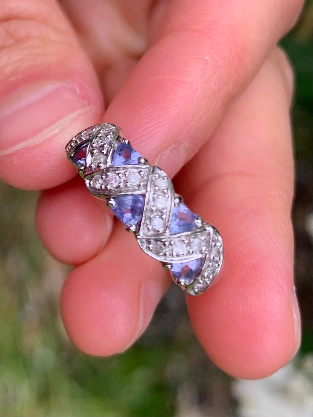 Pre-loved Tanzanite & Diamond 9ct White Gold Ring