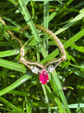 Vintage Ruby & Diamond 9ct Gold Necklace