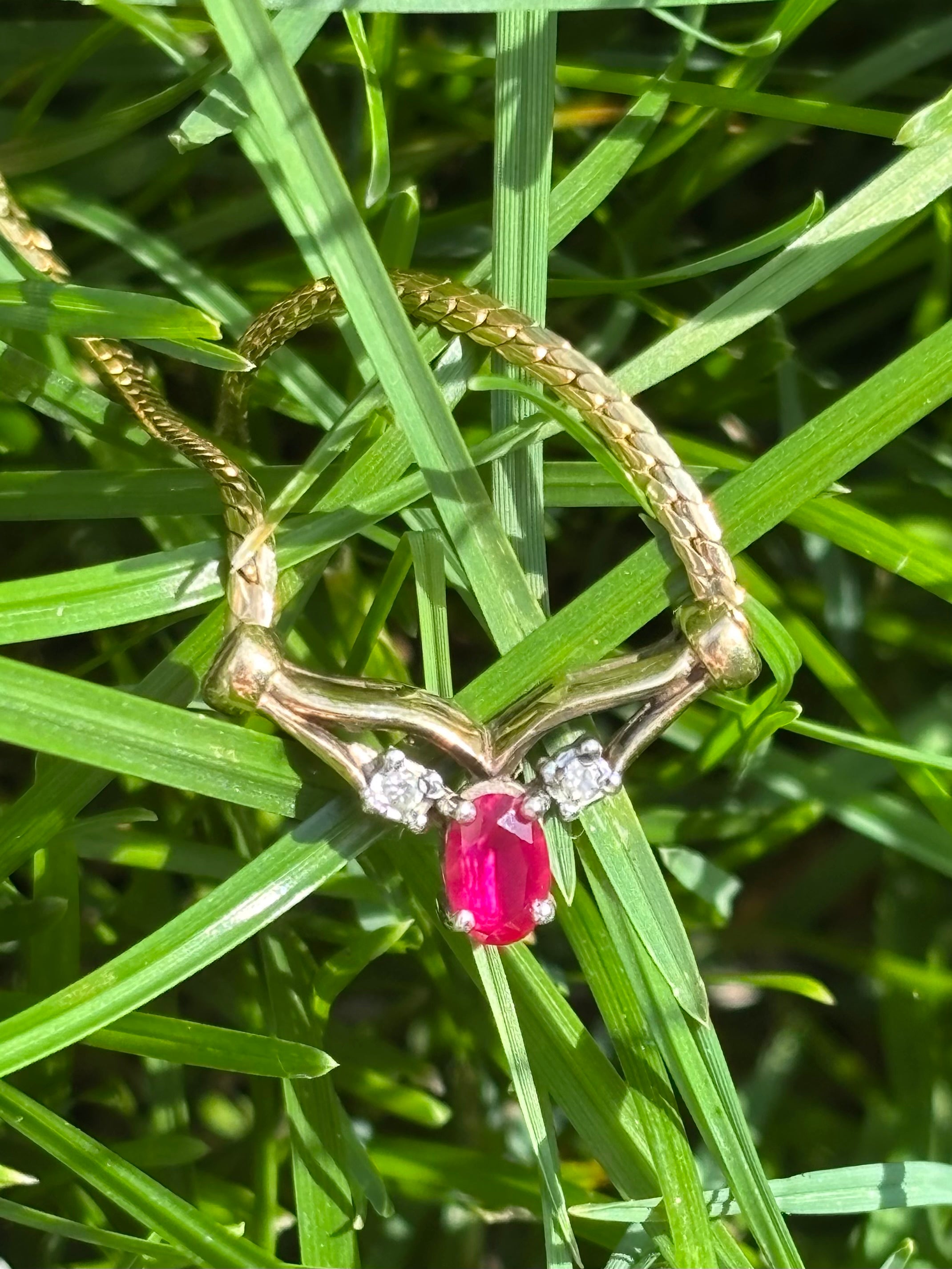 Vintage Ruby & Diamond 9ct Gold Necklace